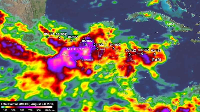 NASA's IMERG measures Hurricane Earl's deadly rainfall in Mexico