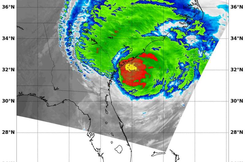 Satellites see Hurricane Matthew's center near coastal South Carolina