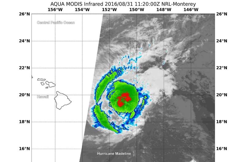 Satellites show Hurricane Madeline weakening upon approach to Hawaii