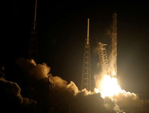 Space X's Falcon 9 rocket lifts off carrying the Dragon CRS5 spacecraft on a resupply mission to the International Space Station