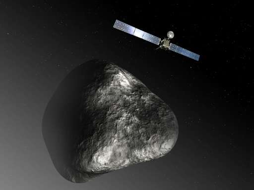 An artist's impression of the Rosetta orbiter at comet 67P/Churyumov–Gerasimenko