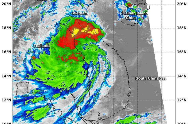 NASA sees Tropical Depression Rai over Thailand, Vietnam, Laos