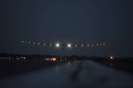 Solar-powered airplane lands in Pennsylvania