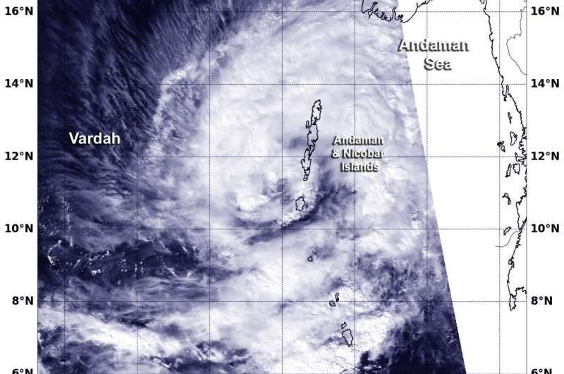 NASA sees Tropical Cyclone Vardah spinning near Andaman Islands