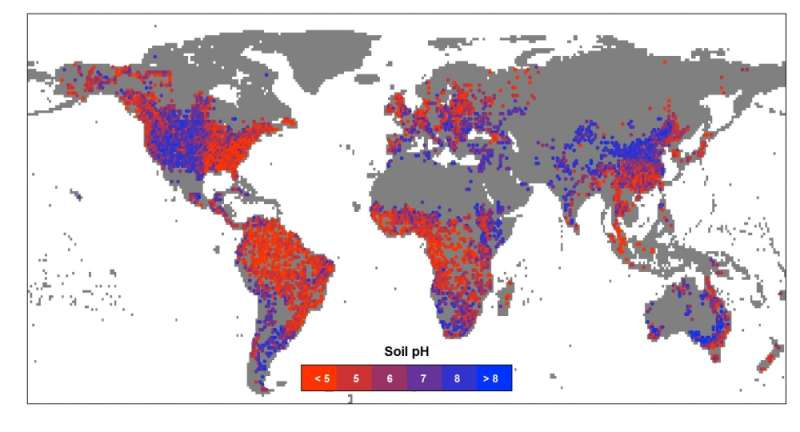 Researchers create global map of soil pH and illuminate how it changes between wet and dry climates