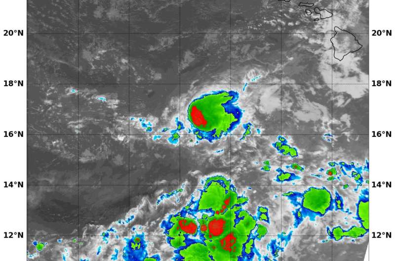NASA's Terra satellite sees small burst in Tropical Depression Madeline