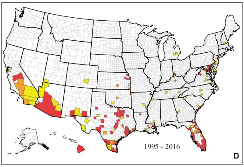Researchers map mosquitoes that transmit Zika and Dengue by county