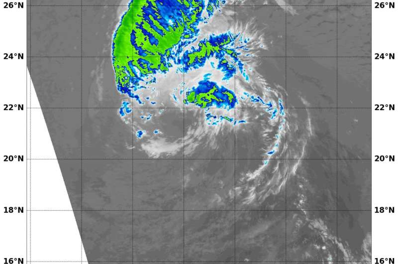NASA satellites see weaker Tropical Storm Celia move into central Pacific