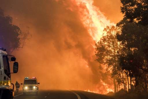 A Department of Fire and Emergency Services photo shows a bushfire burning near Waroona, south of Perth, Australia on January 7,