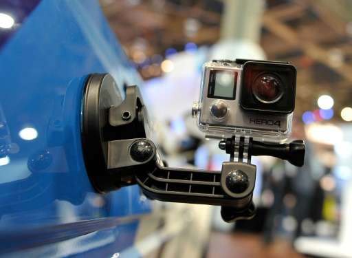 A GoPro Hero 4 camera is displayed at the 2015 International CES at the Las Vegas Convention Center on January 6, 2015 in Las Ve