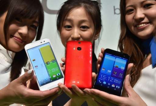 A launch event for the HTC J butterfly HTL23 in Tokyo on August 19, 2014