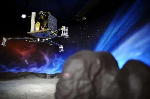 A model of the European Space Agency's robot craft Philae is seen at the Cite de l'espace in Toulouse on November 12, 2014, the 