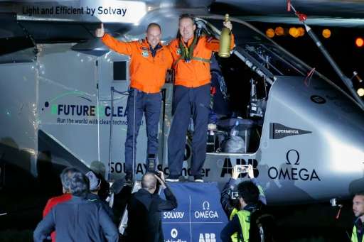 Andre Borschberg (R) and Bertrand Piccard are two thirds of the way through circumnavigating the Earth in the Solar Impulse 2 ai