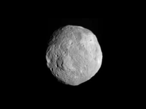 An image obtained by NASA's Dawn spacecraft of the giant asteroid Vesta with its framing camera on July 9, 2011