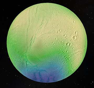 An ocean lies a few kilometers beneath Enceladus's icy surface