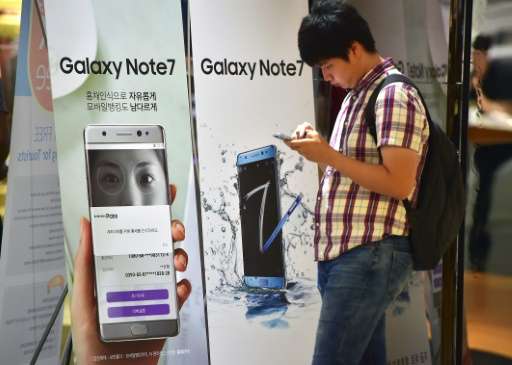A passenger's Galaxy Note 7—described as a replacement in Samsung's global recall of the device—apparently caught fire on a Sout