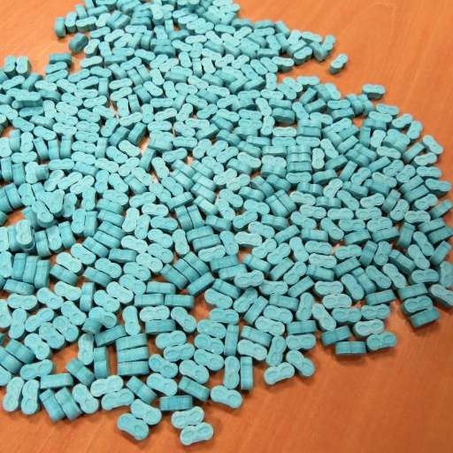 A portion of 21,262 ecstasy pills seized in a car in the French eastern Haute-Saone department