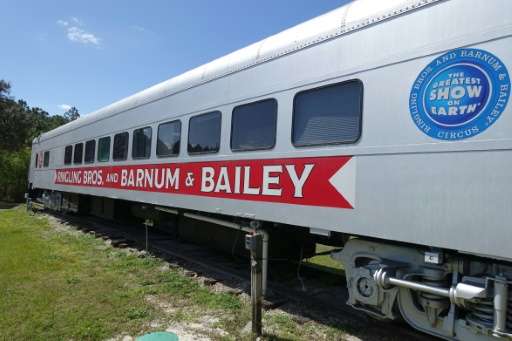A train car that used to transport elephants from city to city for the circus is parked March 8, 2016 at the Ringling Bros. Cent