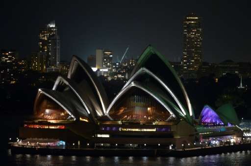 Australia's iconic landmark Sydney Opera House during the annual Earth Hour on March 23, 2013