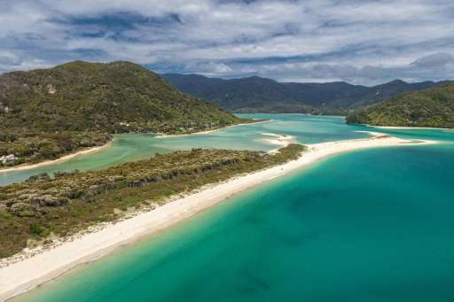 Awaroa beach at Awaroa inlet, an 800-metre stretch of golden sand at the top of New Zealand's South Island Zealand's South Islan
