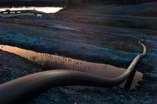 A water intake pipe for oil sands operations on April 28, 2015 in Fort McMurray, Canada