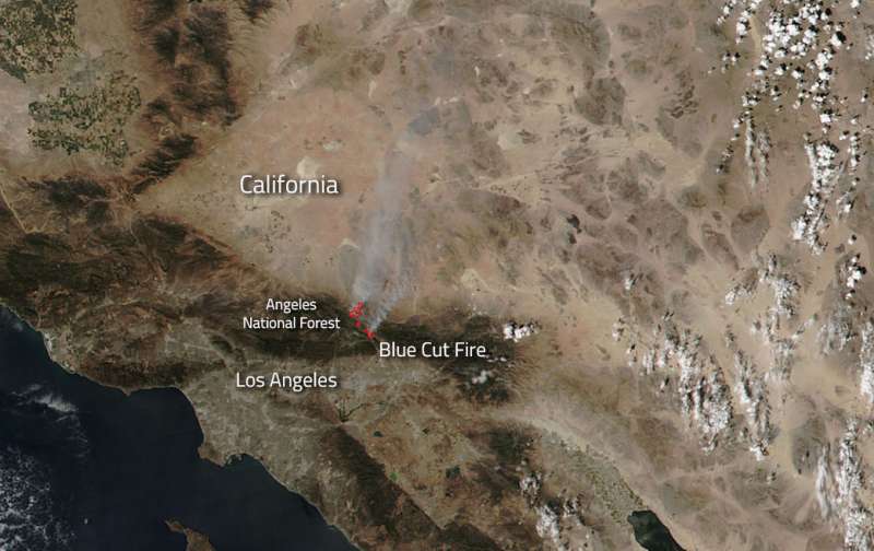 Blue Cut Fire in California spreads quickly