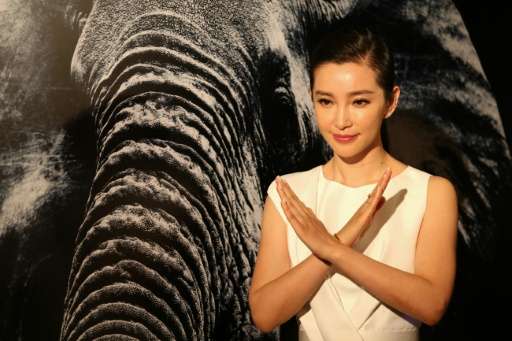 Chinese actress Li Bingbing at a press event in Hong Kong on October 23, 2015 after WildAid called on the Hong Kong government t