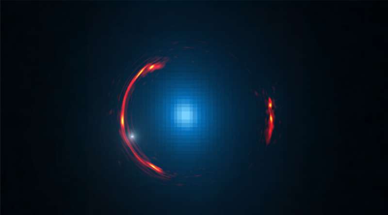 Dwarf dark galaxy hidden in ALMA gravitational lens image