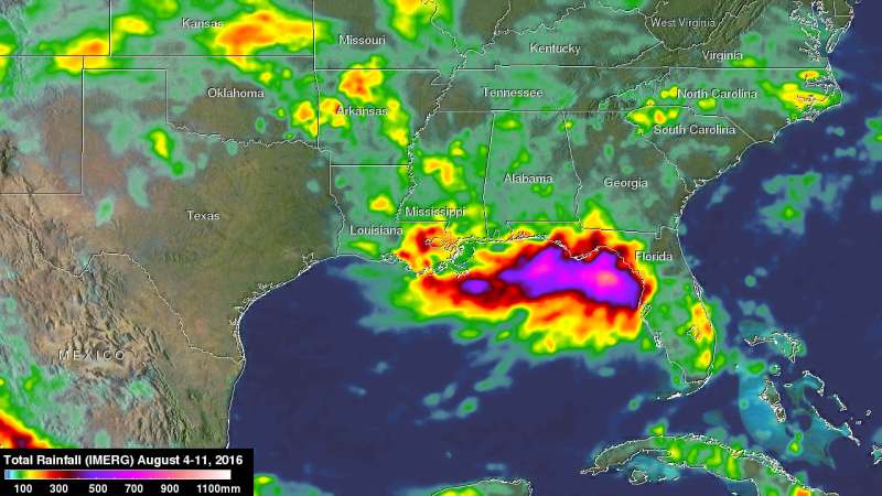 Extreme rainfall along gulf coast measured by NASA's IMERG