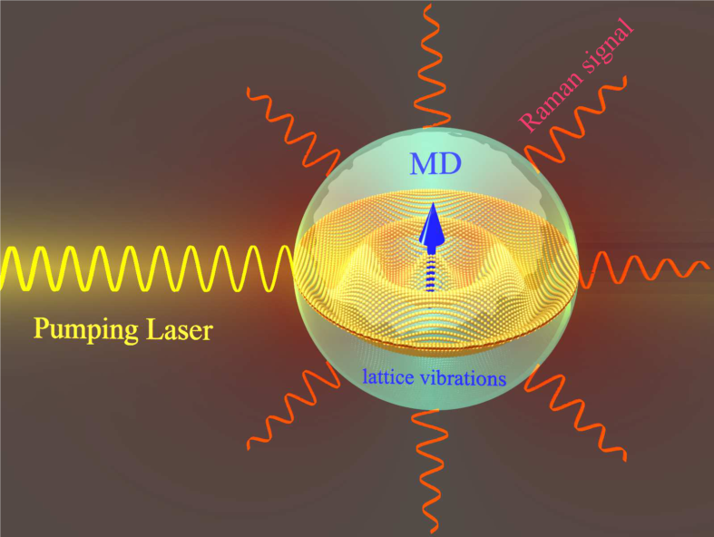Figure 2. A schematic view of resonant Raman scattering by a nanoparticle.