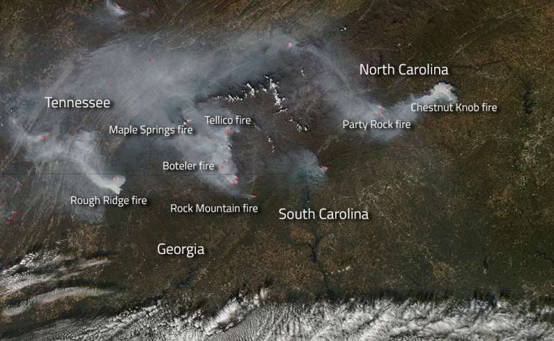 Fires blazing across the southern United States