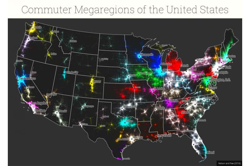 Geographers provide new insight into commuter megaregions of the US