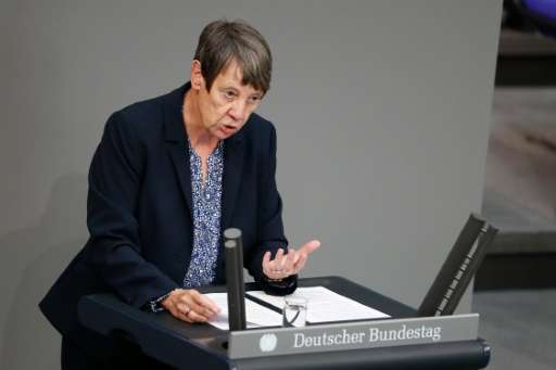 German Environment Minister Barbara Hendricks speaks at the Bundestag during a debate on the ratification of the Paris accord on