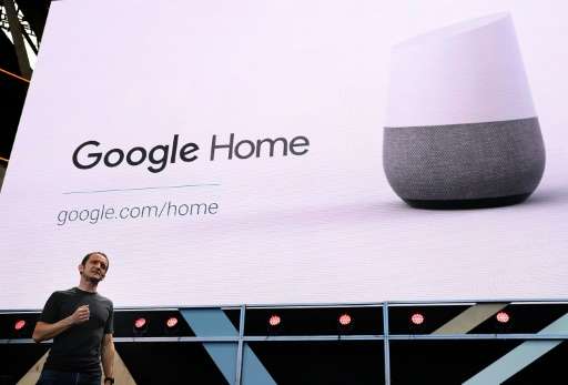 Google Vice President of Product Management Mario Queiroz shows the new Google Home on May 19, 2016 in Mountain View, California