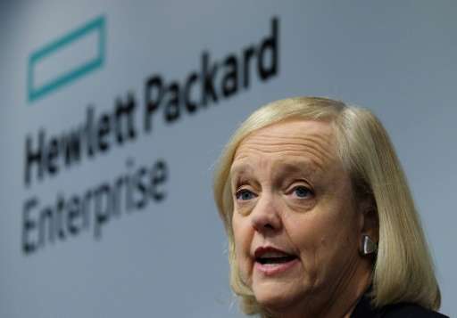 Hewlett-Packard Enterprise CEO Meg Whitman speaks during a press conference in New York