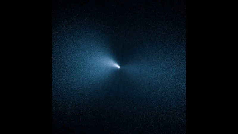 Hubble catches views of a jet rotating with Comet 252P/LINEAR