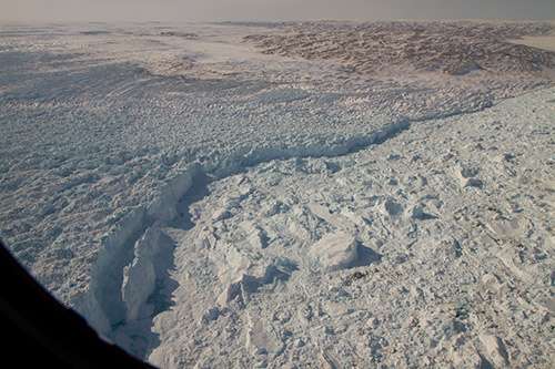 Huge ancient river basin explains location of the world's fastest flowing glacier