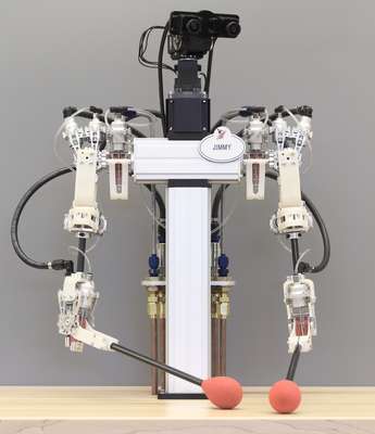 Hybrid hydrostatic transmission enables robots with human-like grace and precision