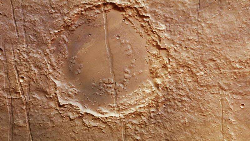 Image: Cut crater in Memnonia Fossae