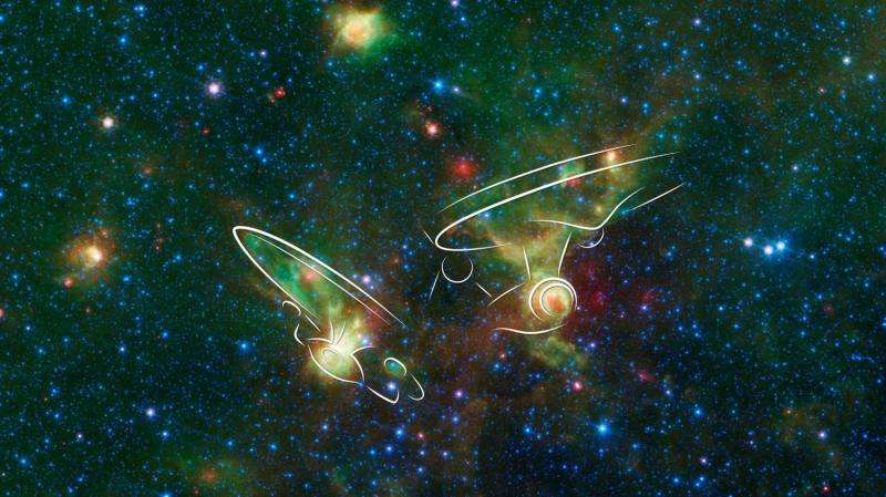 Image: 'Enterprise' nebulae seen by spitzer