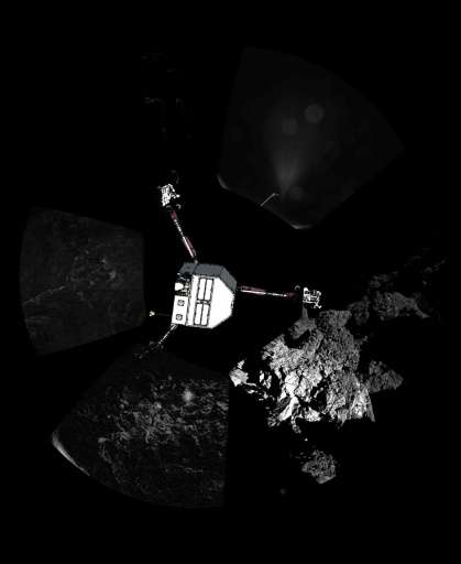 Images from the Rosetta comet probe shows the Philae lander descending to the surface of comet 67P/Churyumov-Gerasimenko in Nove