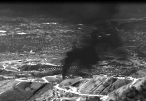 Infrared image released by the Environmental Defense Fund (EDF) shows methane gas leaking from the the Southern California Gas C