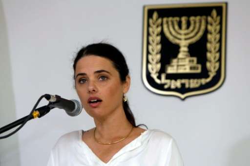 Israel's Justice Minister Ayelet Shaked, pictured on May 17, 2015, met with senior Facebook executives about a planned law to ba