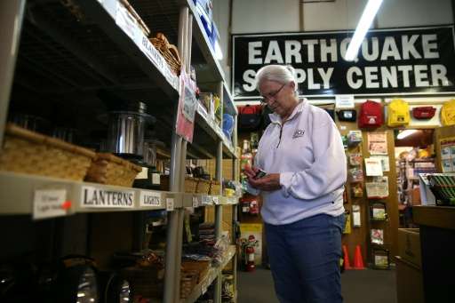 Margaret Harrington shops for supplies at Earthquake Supply Center in San Rafael, California, in 2014