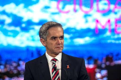 Mexico City's Mayor Miguel Angel Mancera speaks during a conference where mayors from the world's biggest cities plot their stra