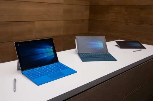 Microsoft Surface Pro 4s pictured on October 6, 2015 in New York City