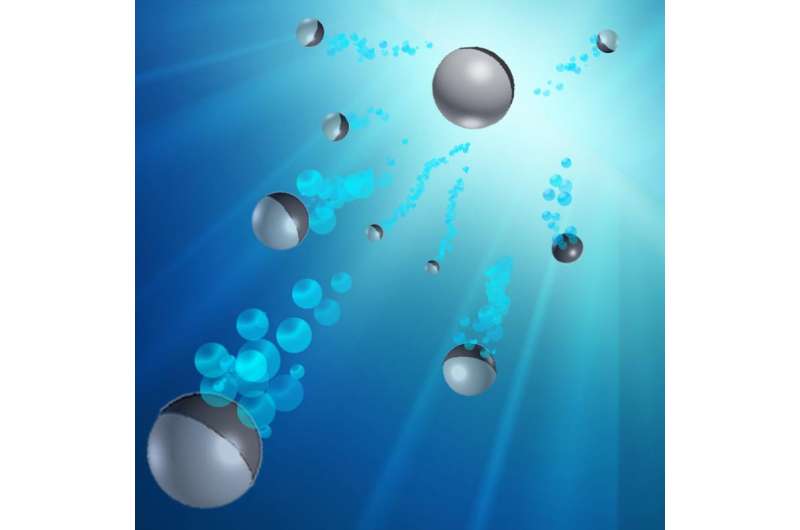 Microswimmers capped with carbon on one side can be propelled and steered by light