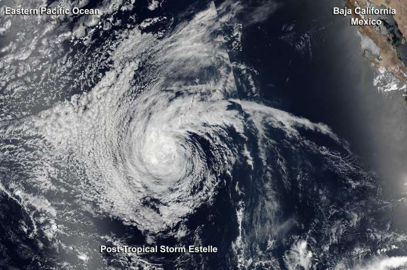 NASA catches Estelle becoming post-tropical