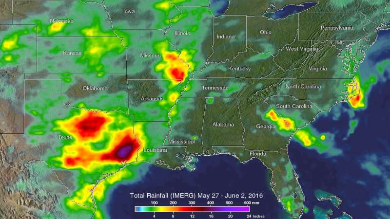 NASA looks at rainfall in Texas and Oklahoma flooding