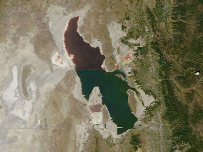 NASA Satellite Image of Utah's Great Salt Lake, 18 Aug 2014